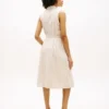 Vestido camisero de mezcla de lino y algodón a rayas