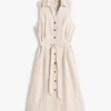 Vestido camisero de mezcla de lino y algodón a rayas