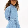 Vestido camisero de popelín a rayas con volantes para niña