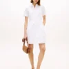 Vestido camisero de popelín con ojales bordados