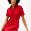 Vestido camisero de popelín con ojales bordados