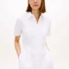 Vestido camisero de popelín con ojales bordados