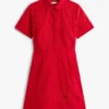 Vestido camisero de popelín con ojales bordados
