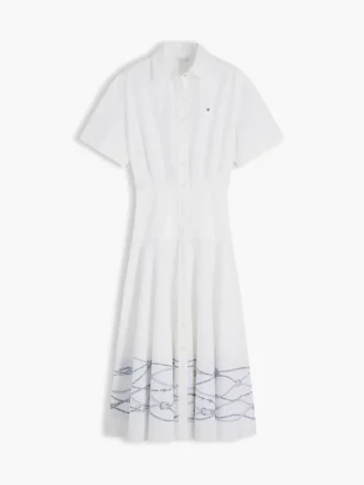 Vestido camisero de popelín de manga corta Vestido camisero de popelín de manga corta