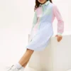 Vestido camisero elástico a rayas para niña