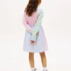 Vestido camisero elástico a rayas para niña