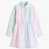 Vestido camisero elástico a rayas para niña