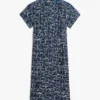 Vestido camisero midi de lino con cinturón y estampado de banderas