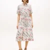 Vestido camisero midi de lino con estampado animal