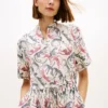 Vestido camisero midi de lino con estampado animal