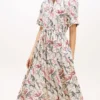 Vestido camisero midi de lino con estampado animal