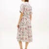 Vestido camisero midi de lino con estampado animal