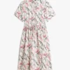 Vestido camisero midi de lino con estampado animal
