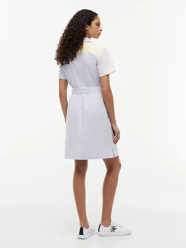 Vestido camisero Oxford de rayas múltiples Vestido camisero Oxford de rayas múltiples