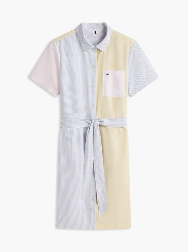 Vestido camisero Oxford de rayas múltiples Vestido camisero Oxford de rayas múltiples