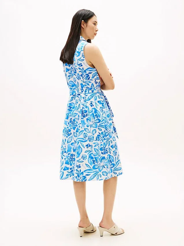 Vestido camisero sin mangas con cinturón de mezcla de lino Vestido camisero sin mangas con cinturón de mezcla de lino