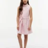 Vestido camisero sin mangas con cinturón para niña