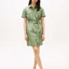 Vestido camisero utilitario de manga corta con cinturón Vestido camisero utilitario de manga corta con cinturón