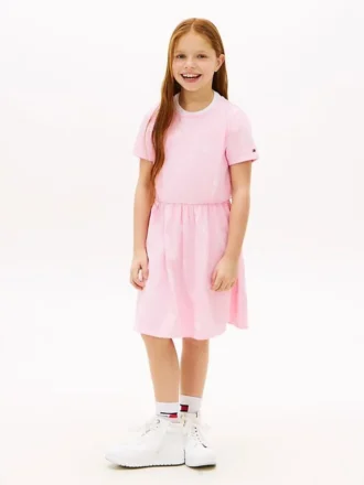 Vestido camiseta con estampado primaveral para niña
