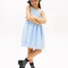 Vestido combinado con ojales bordados para niña
