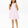 Vestido combinado con ojales bordados para niña
