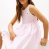 Vestido combinado con ojales bordados para niña
