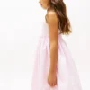 Vestido combinado con ojales bordados para niña