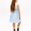 Vestido combinado con ojales bordados para niña