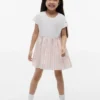 Vestido combinado de seersucker a cuadros vichy para niña
