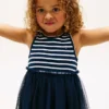 Vestido combinado de tul a rayas para niña Vestido combinado de tul a rayas para niña