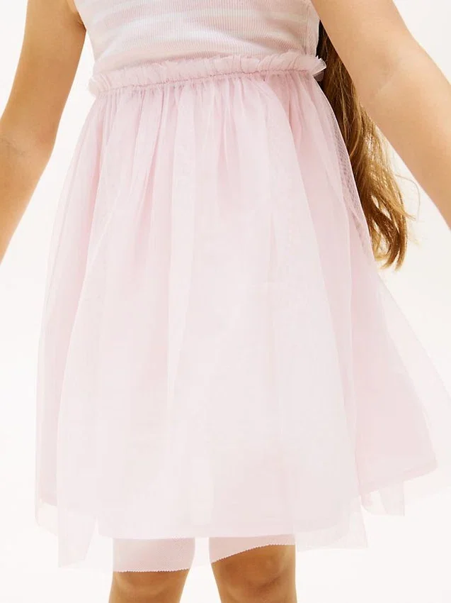 Vestido combinado de tul a rayas para niña Vestido combinado de tul a rayas para niña