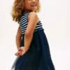 Vestido combinado de tul a rayas para niña Vestido combinado de tul a rayas para niña