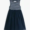 Vestido combinado de tul a rayas para niña Vestido combinado de tul a rayas para niña