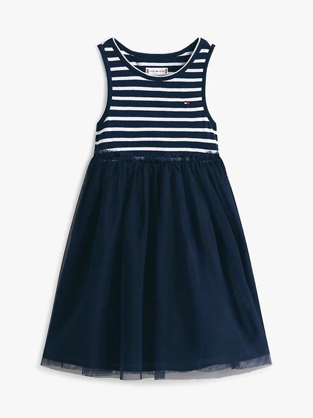 Vestido combinado de tul a rayas para niña Vestido combinado de tul a rayas para niña