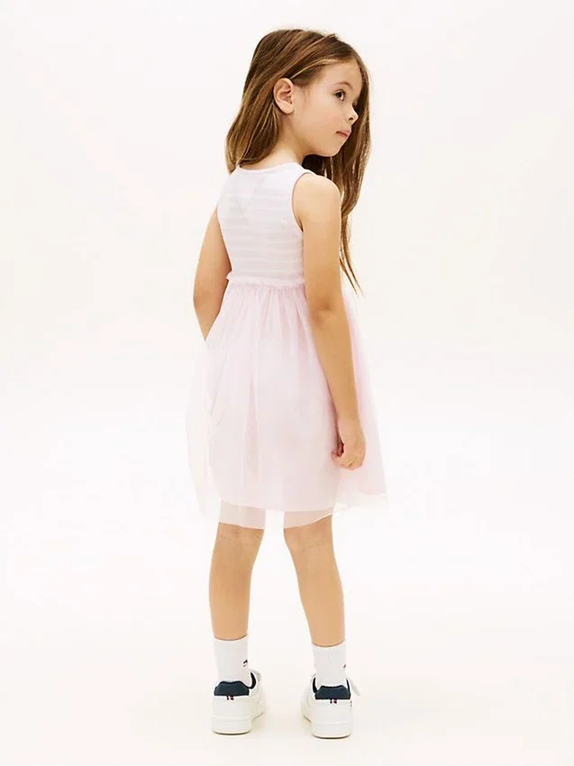 Vestido combinado de tul a rayas para niña Vestido combinado de tul a rayas para niña