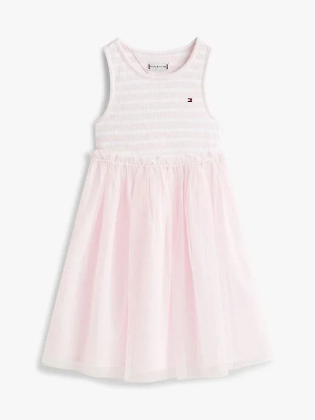 Vestido combinado de tul a rayas para niña Vestido combinado de tul a rayas para niña