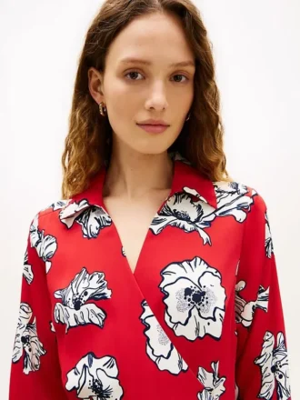 Vestido cruzado de crepé con estampado floral