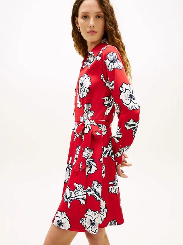 Vestido cruzado de crepé con estampado floral Vestido cruzado de crepé con estampado floral