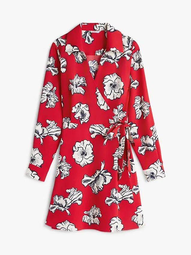 Vestido cruzado de crepé con estampado floral Vestido cruzado de crepé con estampado floral