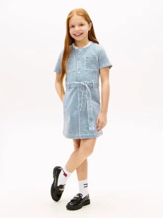 Vestido de denim a rayas para niña Vestido de denim a rayas para niña