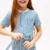 Vestido de denim a rayas para niña