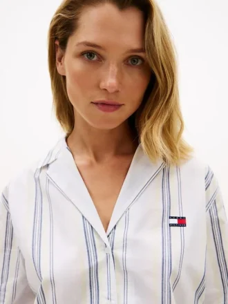 Vestido de dormir de popelín a rayas