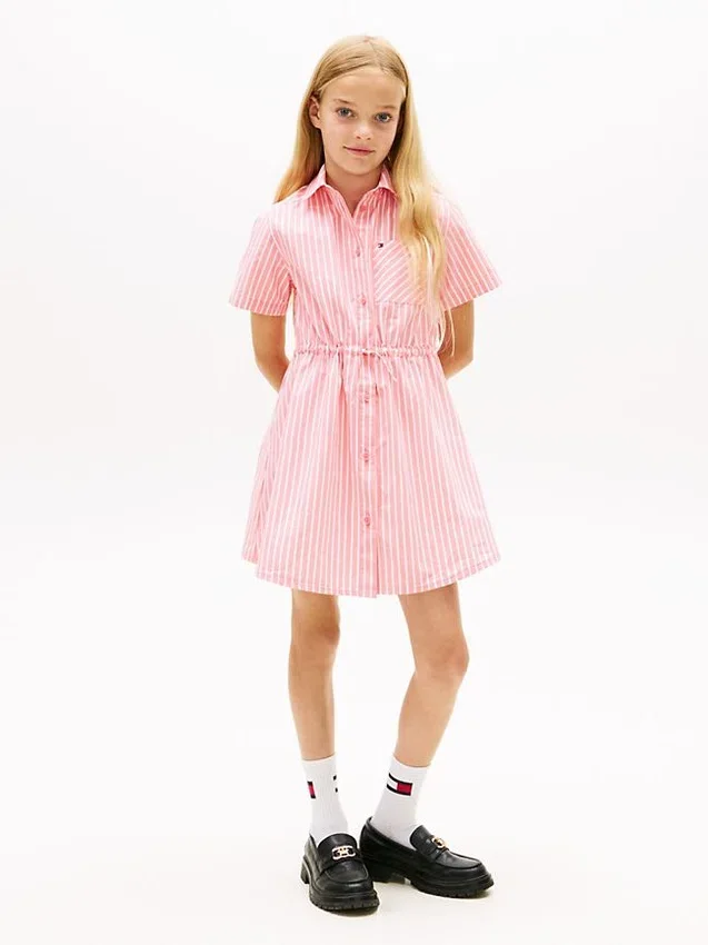 Vestido de popelín a rayas para niña Vestido de popelín a rayas para niña