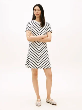 Vestido de punto entrelazado con rayas en forma de chevron