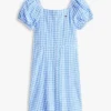 Vestido infantil de cuadros vichy con mangas abullonadas