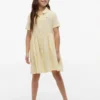 Vestido infantil de mezcla de algodón y lino a rayas