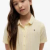 Vestido infantil de mezcla de algodón y lino a rayas
