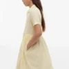 Vestido infantil de mezcla de algodón y lino a rayas