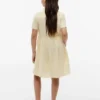 Vestido infantil de mezcla de algodón y lino a rayas