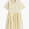 Vestido infantil de mezcla de algodón y lino a rayas